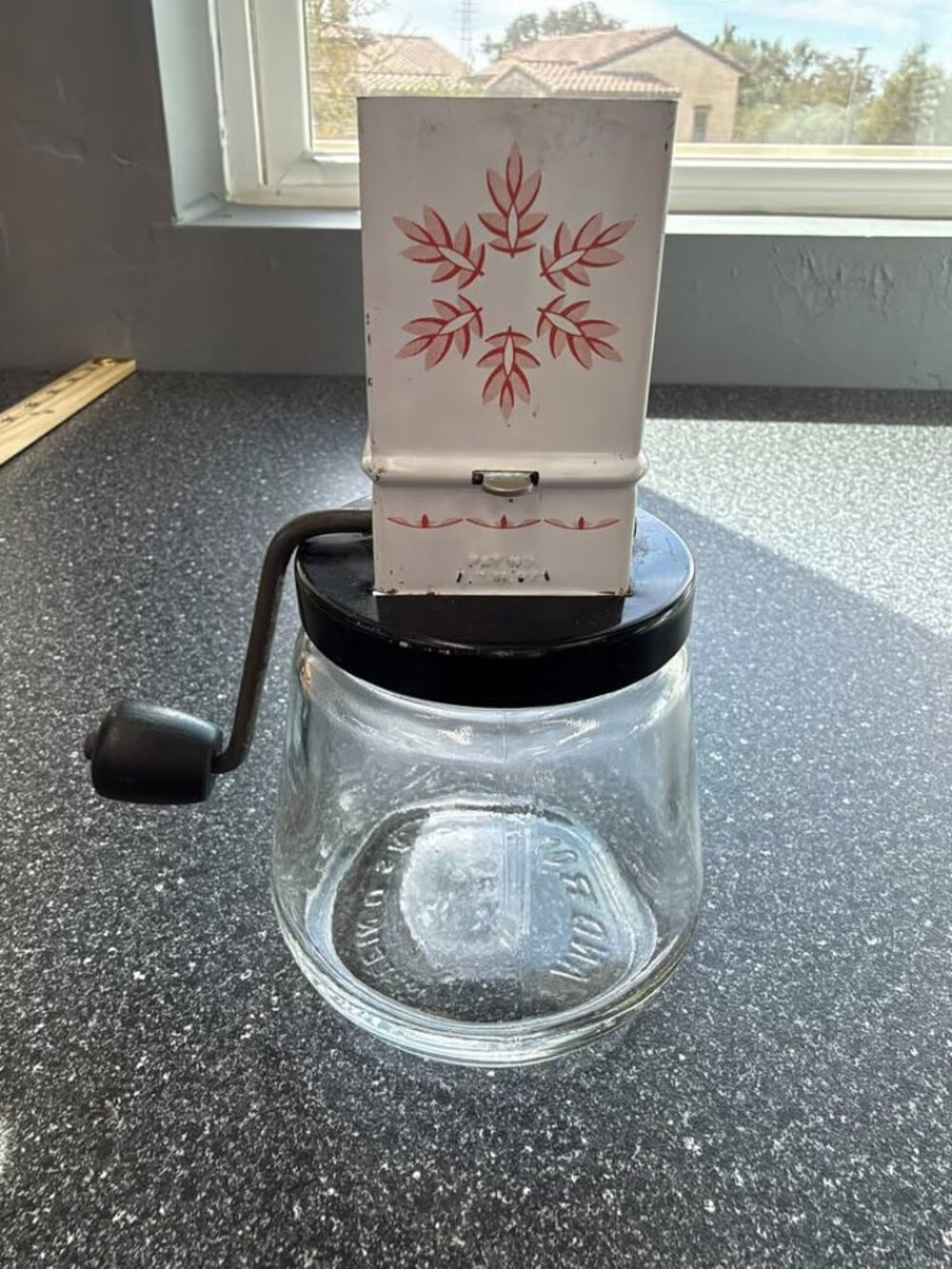 Vintage Androck Hand Crank Nut Chopper – Glass Jar Made in USA